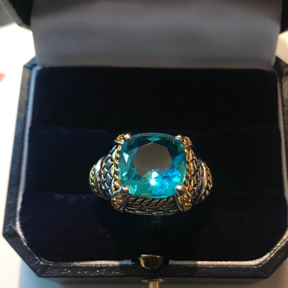 Aquamarine 925 Sterling Silver Fashion Ring Size 8
